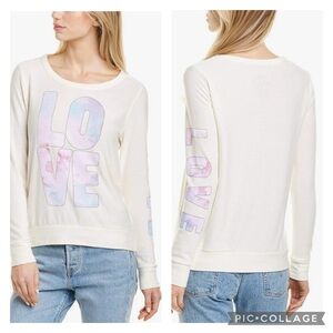 EUC Chaser Valentines Day Ivory Love Soft Knit Sweatshirt Top